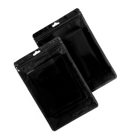 QQ Studio Pack of 100 Clear Window and Poly Plastic Color Flat Resealable Zipper Self Sealing for Small Accessories Storage Baggies (Black, 6.30 inch x 9.45 inch)