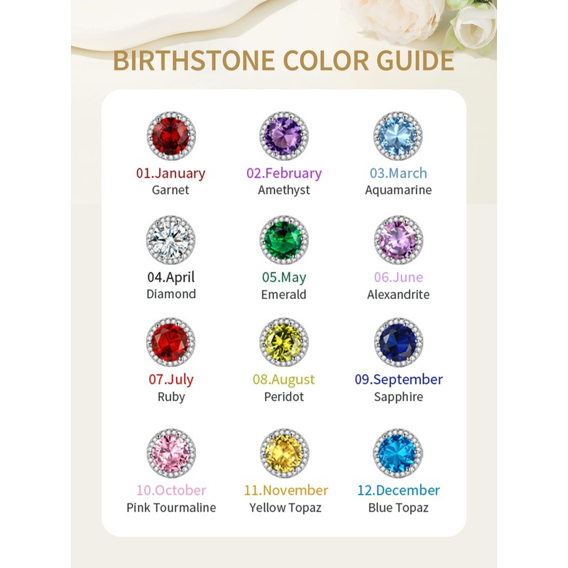 FindChic Sparkling Birthstone Clip On Earrings for Women, Silver Plated
