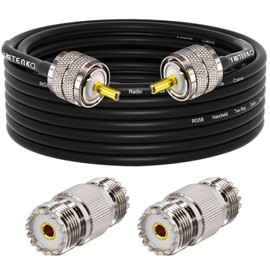 YOTENKO CB Antenna Cable 20ft, RG58 Coaxial Cable PL259 Male to Male, 50 Ohm Coax with 2PCS SO239 to SO239 Coax Adapter for CB Ham Radio Antenna