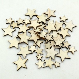1Pack(100pcs) 5 Sizes Mixed Natural Wood Five-pointed Star Wedding Sewing Scarpbooking DIY Buttons Table Scatter Decoration