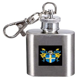 Wale Family Crest Surname Coat of Arms 1oz Hip Flask Kerying Engraved