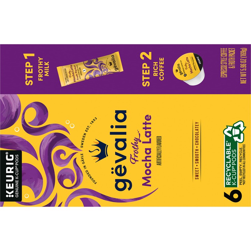 Gevalia, 2-Step K-Cup & Froth Packets, 6 Count, 5.6oz Box