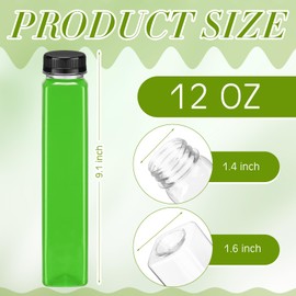 Tanlade 50 Pack Plastic Juice Bottles 12 oz Empty Clear Beverage Bottle with Tamper Evident Caps Reusable Containers Portable Water Bottle Bulk for Juicing Drinking Milkshake Smoothie Homemade Drinks