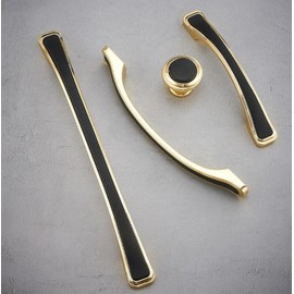 Guolich 2 Pack Hole Centers 7.55”(192mm) Kitchen Bedroom Balcony Handles, Zinc Alloy Square Black Gold Color Cabinet Drawer Handles Modern Hardware