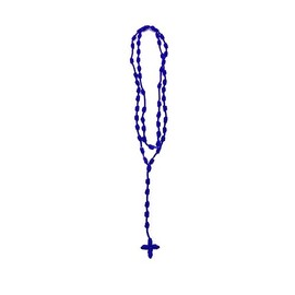 Caiyao Lightweight Catholic Knotted Rosary Cross Long String Necklace for Women Durable Braided Long Knotted Cord Rope Strand Twine Cross Spiritual Necklace-Blue