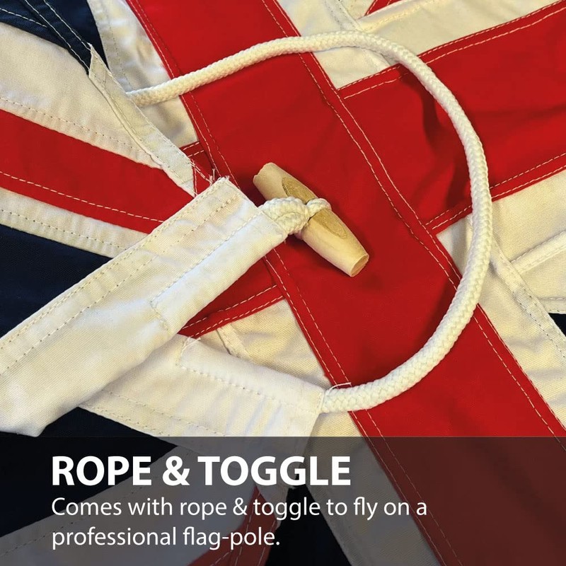 NWFlags Union Jack Hand Stitched Flag with Rope & Toggle