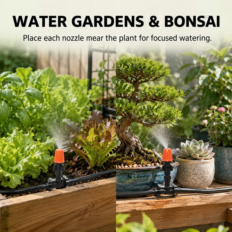 Adjustable Misting Nozzles for Drip Irrigation – 25-Piece Plastic Sprinkler