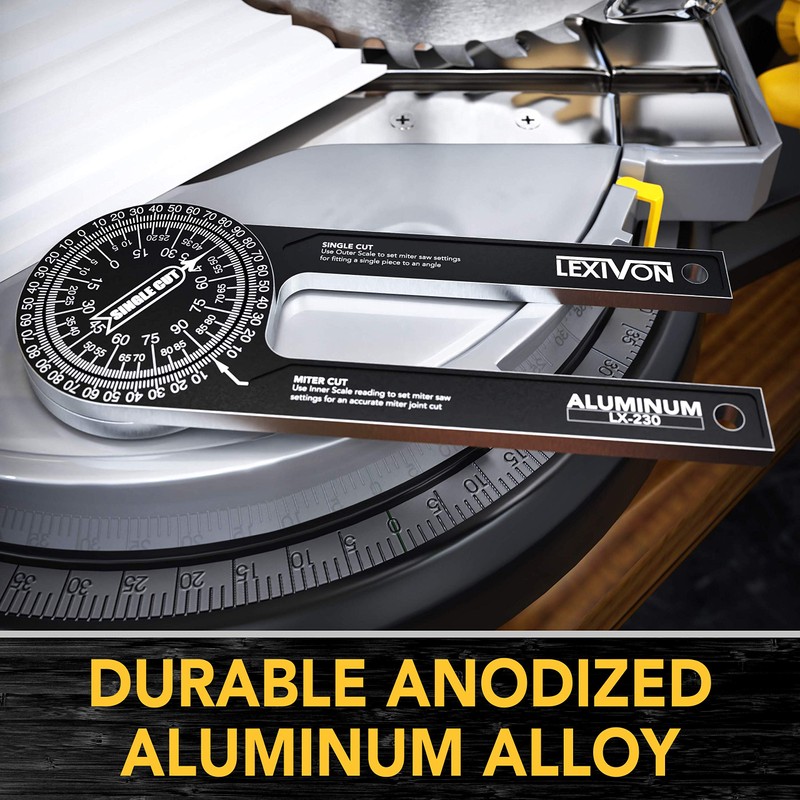LEXIVON [2-pack] Aluminum Miter Saw Protractor | 7-Inch Rust Proof