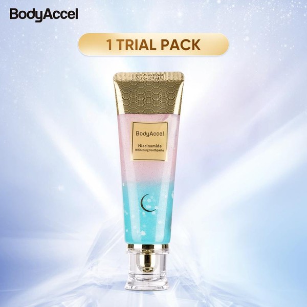 BodyAccel Toothpaste's newest fast-acting whitening formula - derived from natural