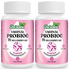 Cheroline Vaginal Probiotics for Women, 70 Billion CFU, 7 Strains with Prebioc Mixture, 13-in-1 Intimate Flora Probiotics, Vegan Capsules (Pack of 60)