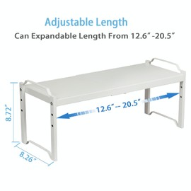 2 Pack Kitchen Cabinet Organizer Shelf, Stackable Expandable Shelves Organizers For Kitchen Cabinet Countertop Storage, Adjustable Counter Cupboard Pantry Organizer Shelf Rack Stand, Length:20.5