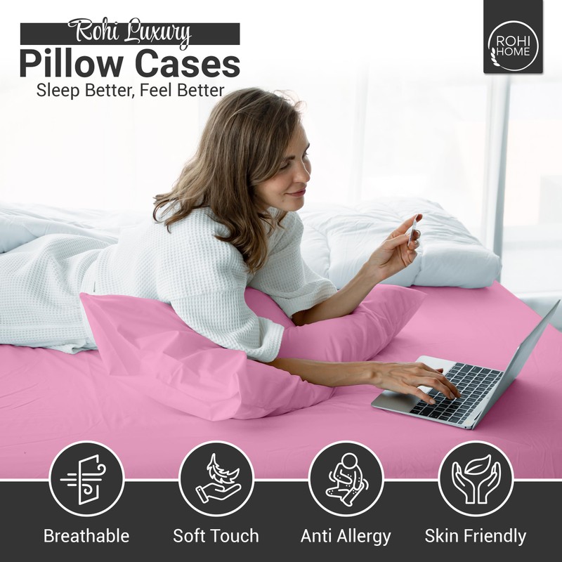 Rohi Polycotton Pillowcases 2 Pack - Easy Iron Bed Pillow