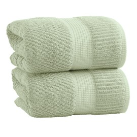 NY Loft 100% Cotton 2 Pack Bath Sheet Towel Set | Extra Large Bath Towel Set of 2 | Absorbent & Quick-Dry Oversize Bath Towels | Textured and Durable Cotton | Oeko-Tex Standard 100 | Sage Green