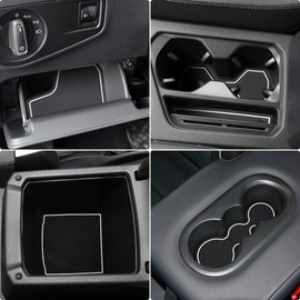 Auovo Anti Dust Mats for Volkswagen VW Tiguan Accessories 2024 2023 2022 2021 2020 2019 2018 Custom Cup Holder Door Center Console Liners Inserts for VW Tiguan (19pcs/Set) (White Trim)