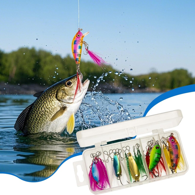 Fishing Lure Kit, Spinnerbaits with Detachable Feather, 20X Fishing Accessories