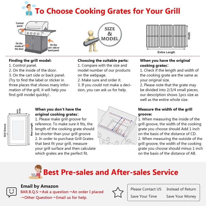 Grill Grates for Charbroil Performance 463342119 463347017 463335517 463376017, Grill