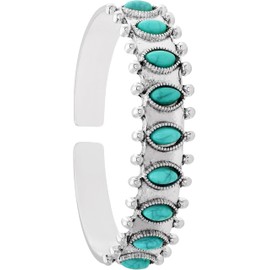 MINACHI Created Turquoise Bangle For Women - Oval Shape Cuff Bangle Jewelry