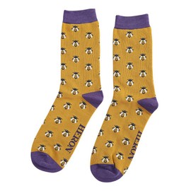 Mr Heron - Mens Animal Patterned Design Soft Bamboo Novelty Socks (6-11, Honey Bee)