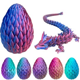 TechHorizonSSU 3D Printed Dragon with Dragon Egg 16.5'' Articulated Dragon Crystal Dragon Fidget Dragon Egg Toys Executive Desk Toys (Red, Dragon Only)