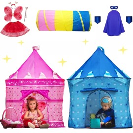 Playz 10-Piece Kids Dress Up Castle Play Tent  with Crawl Tunnel Playset Spring