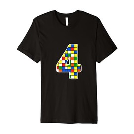 4 Years Old Birthday Puzzle Cube Math Boys Girls Premium T-Shirt