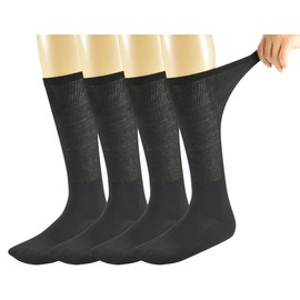 Yomandamor Men's Black Calf Socks, Set of 4, Lightweight, Breathable, No Tightness, 9.4 - 11.0 inches (24 - 28 cm), Pure Black