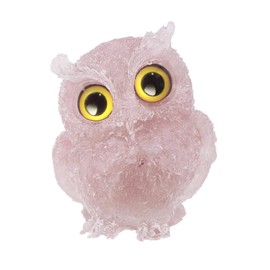 Nupuyai Rose Quartz Stone Owl Figure Decoration, 6 cm Small Crystal Owl Stone Statue, Healing Stone Owls Gifts for Women, Resin Birds Animal Figure Witch Home Garden Decoration