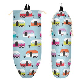 Happy Camper Caravan Plastic Bag Holder, Reusable Grocery Bag Holder Wall Mount Plastic Bag Organizer Washable Shopping Bags Carrier ​for Home Kitchen,1 Pack