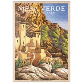 MyPuzzle Mesa Verde National Park - Sunrise at Cliff Palace, Vintage Travel Poster - Premium 500 Piece Puzzle - MyPuzzle Special Collection by Havana Puzzle Company