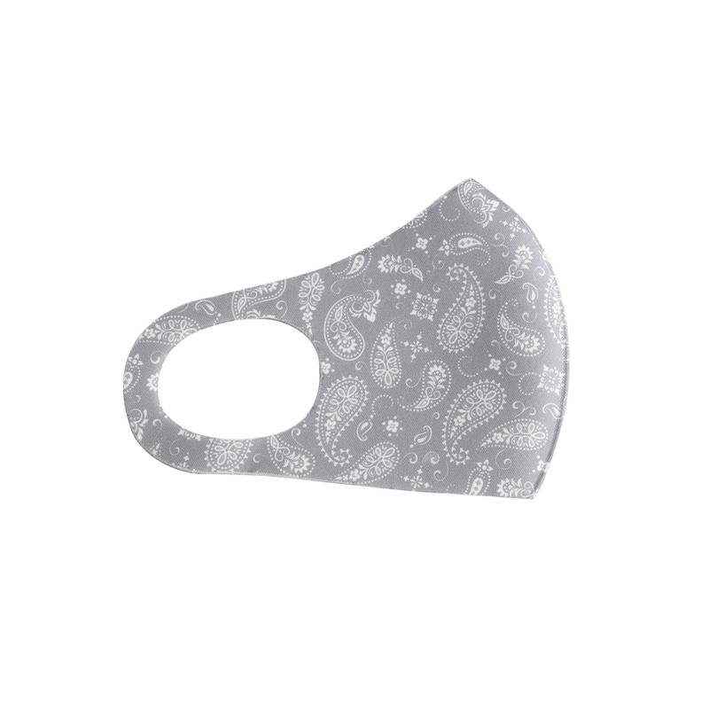 Komonee Face Mask Washable Reusable Grey Paisley Dustproof Cloth Mouth