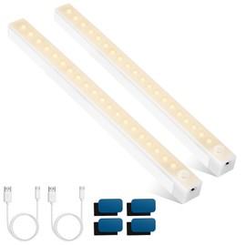 2 Piezas Luz Closet con Sensor Lámpara, Luz Led con Sensor de Movimiento, Luces para Debajo del Clóset Recargables, Brillo Ajustable, para Recámara, Clóset, Pasillo (Luz cálida)
