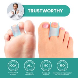 Welnove Hammer Toe Corrector: Toe Straightener - Bunion Corrector & Broken Toe, 3 Different Size for Women and Men, 6PCS, Blue