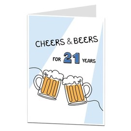 LimaLima Funny 21st Birthday Card For Him Men. Cheers & Beers To 21 Years. Perfect For Son, Brother, Nephew, Grandson & Friends