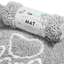 CatGuru Premium Cat Litter Mat, Medium, XL, XXL, Waterproof Litter Box Mat, Non Slip Kitty Litter Mat, Scatter Control, Machine Washable Litter Trapper, Litter Tray, Best Pet Litter Mat, Grey