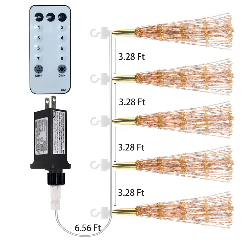 SHUKAN 5 Pcs 1000 LED Plug-in Starburst Sphere Lights, Firework