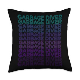 Garbage Diver Dumpster Diving Trash Picker Gifts Garbage Diver Dumpster Diving Retro Trash Picker Throw Pillow, 18x18, Multicolor