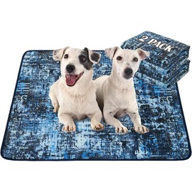 Qeils Washable Pee Pads for Dogs, 2 Pack Super Absorbent Reusable Puppy Pads Leakproof Dog Traning Pads, Waterproof Non-Slip Whelping Pad for Floor, Playpen, Crate, Couch- 36"*41" - Color: Tie Dye Blue-36''*41''(2 Pcs)