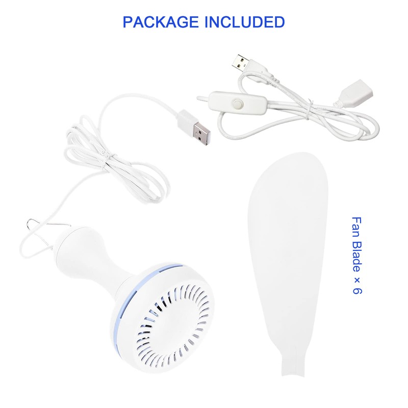 SCOOYEEES USB Powered Ceiling Fan Portable Canopy Fan with ON/OFF