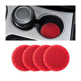 4 Pack Cup Holder Coaster, 2.75 Inch Diameter Non-Slip Universal Insert Coaster, Durable, Suitable for Most Car Interior, Car Accessory for Women and Men (Red)