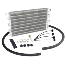 Universal 15-1/2" Radiator Remote Transmission Oil Cooler Aluminum with 10" Cooling Fan Electric Radiator Cooling 12V 80W Mount Kit
