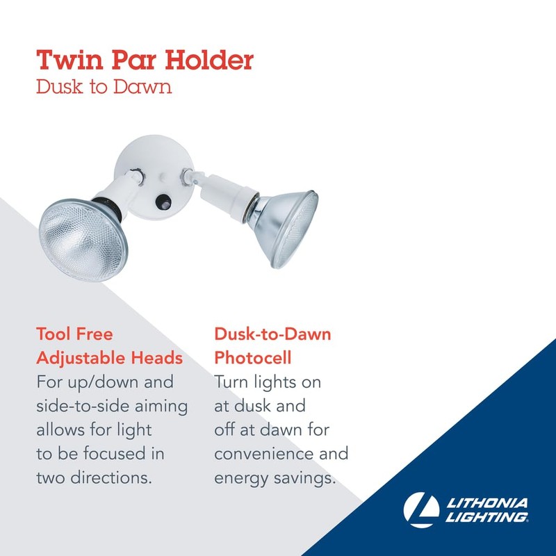 Lithonia Lighting Adjustable Dusk Dawn Security Light, Twin Par Outdoor
