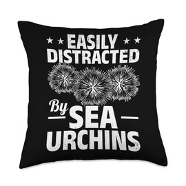 Sea Urchin Lover Animal Easily Distracted by Sea Urchins Throw Pillow, 18x18, Multicolor