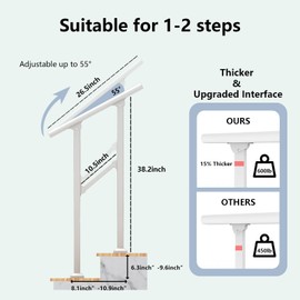 2 Pack 2 Step Hand Rails for Outdoor Steps,Railings for Outdoor Steps,Wrought Iron Railing kit for Garden Garage Porch Railing & Deck Hand Railr Easy to Install