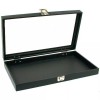 FindingKing Black Glass Top Jewelry Case w/ Black Velvet Display