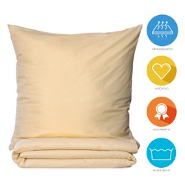 Lavea Bed Linen Set 135 x 200 cm (1X) + 80 x 80 (1X) Beige Microfibre - Ultra Soft, Breathable and Hypoallergenic, Oeko-Tex Bed Linen Set with Quality Zip