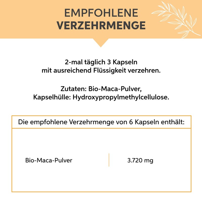Organic Maca Capsules Pack of 200 from Peru, High Dose