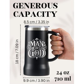 Onebttl Christian Gifts for Men,Man of God Beer Mug, 24oz Stainless Steel Stein Tumbler for Christian, Perfect for Birthday, Christmas