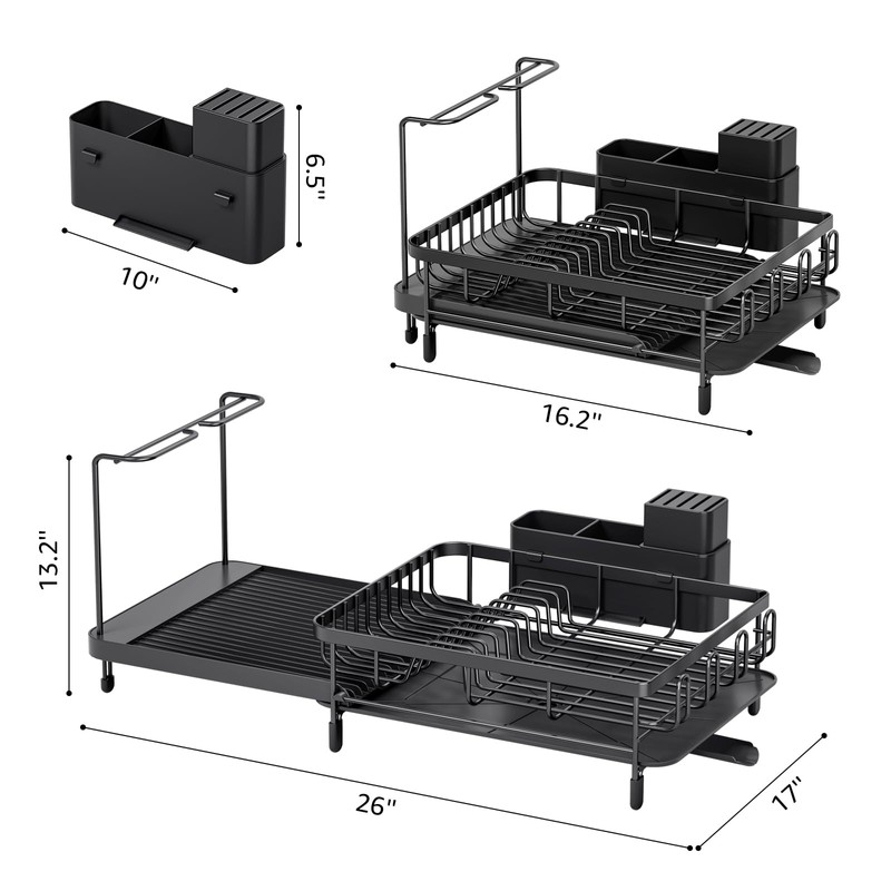 Urackify Dish Drying Rack, Expandable Large Capacity Dish Rack with