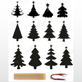 Qilery 120 Pcs Christmas Scratch Paper Rainbow Color Scratch Ornaments Christmas Crafts Kits with Sticks and Ribbon for Kids Xmas Birthday Winter Party Favors DIY Hanging Decorations(Xmas Tree)