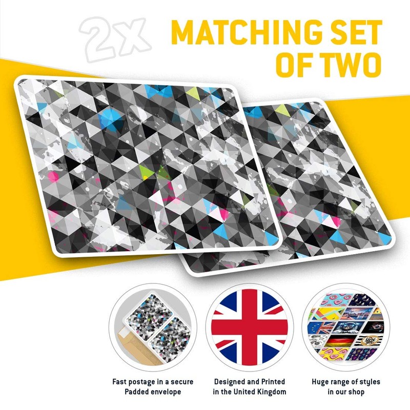 Rectangle Stickers (Set of 2) 10cm - Geometric Triangles Pattern